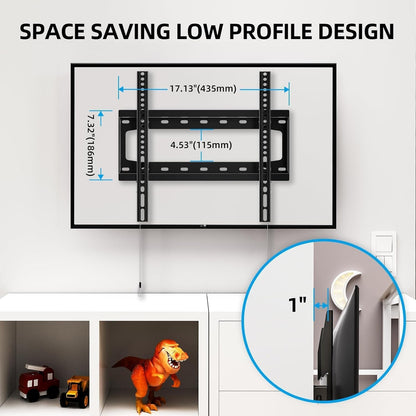 TV Wall Mount Fixed for Most 26-65 Inch Flat/Curved Tvs | Max VESA 400X400Mm up to 99Lbs Fits 16 Inch Wood Studs, Universal Low Profile Wall Mount TV Bracket, Space Saving HV84013