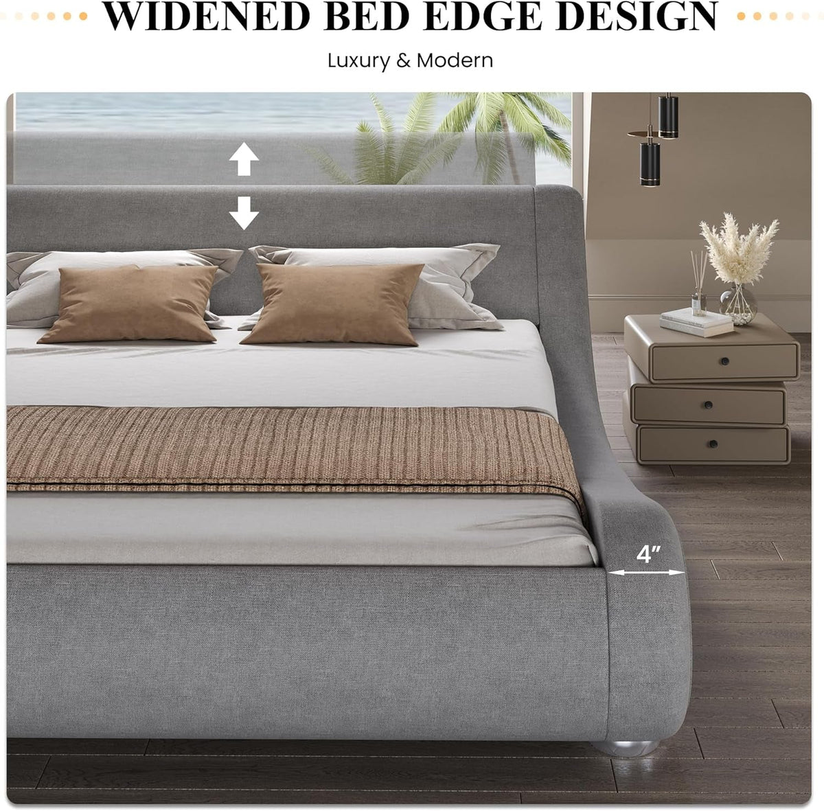 queen-size-sleigh-bed-frame-low-profile-faux-leather-grey
