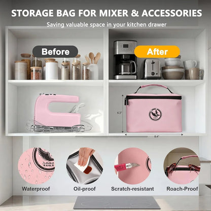 9-Speed Digital Hand Mixer Electric Handheld, 500W DC Motor | Kitchen Mixer for Cake Baking, Lightweight Egg Beaters with Stain-Resistant & Waterproof Storage Bag & 6 Accessories, Pink4