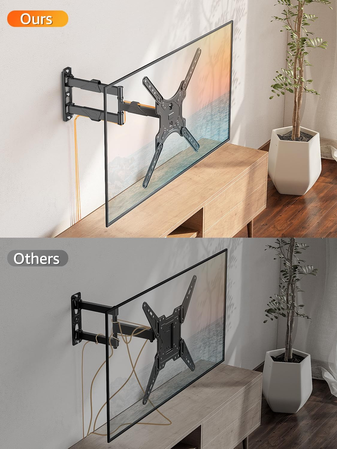 full-motion-tv-wall-mount-for-26-60-tvs-max-vesa-400x400-77-lbs-swivel-tilt-articulating-arms-single-stud-center-mount-compatible-with-corner-installation-for-home-flat-tvs