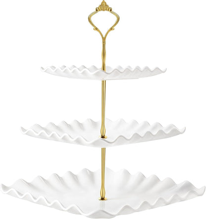Plastic Dessert Cupcake Stand, 3 Tier Cupcake Tower Holder, White | Thicker Food-Graded Plastic Tiered Serving Tray with Metal Rod, Suitable for Tea Party, Birthday, Wedding, Baby Shower1