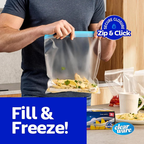Gallon Freezer Bags, Double Zipper Seal - 100 Count, Thick Resealable Plastic Storage Bags - Reusable Gallon Storage Bags for Food Storage, Meat, Vegetables, Fruit, BPA Free - 2 Boxes6