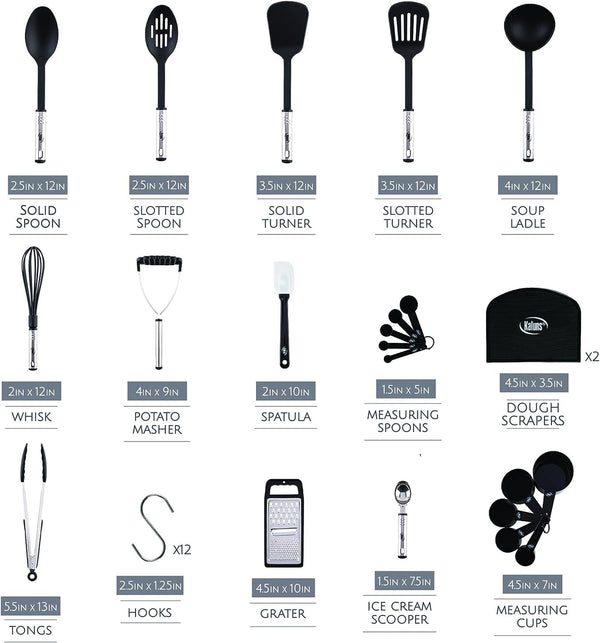 Kitchen Utensils Set 35 PCS Cooking Utensils Set, Nonstick and Heat Resistant Nylon Stainless Steel Silicone Spatula Set - Kitchen Gadgets Home Essentials Kitchen Accessories, Apartment Must Haves2