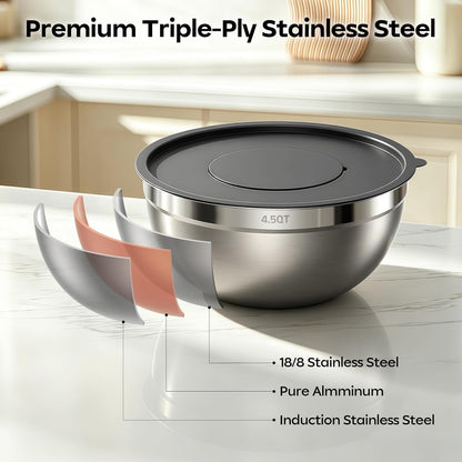 Stainless Steel Mixing Bowls with Lids Set & Colander(6Pcs)5