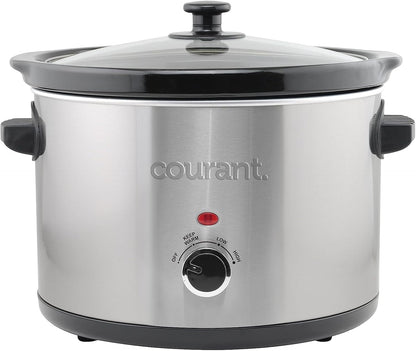 Slow Cooker 5.5 Quart Crock, with Easy Cooking Options, Dishwasher Safe Pot and Glass Lid, Stainless Steel1