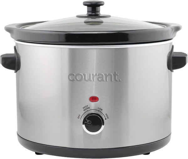Slow Cooker 5.5 Quart Crock, with Easy Cooking Options, Dishwasher Safe Pot and Glass Lid, Stainless Steel1