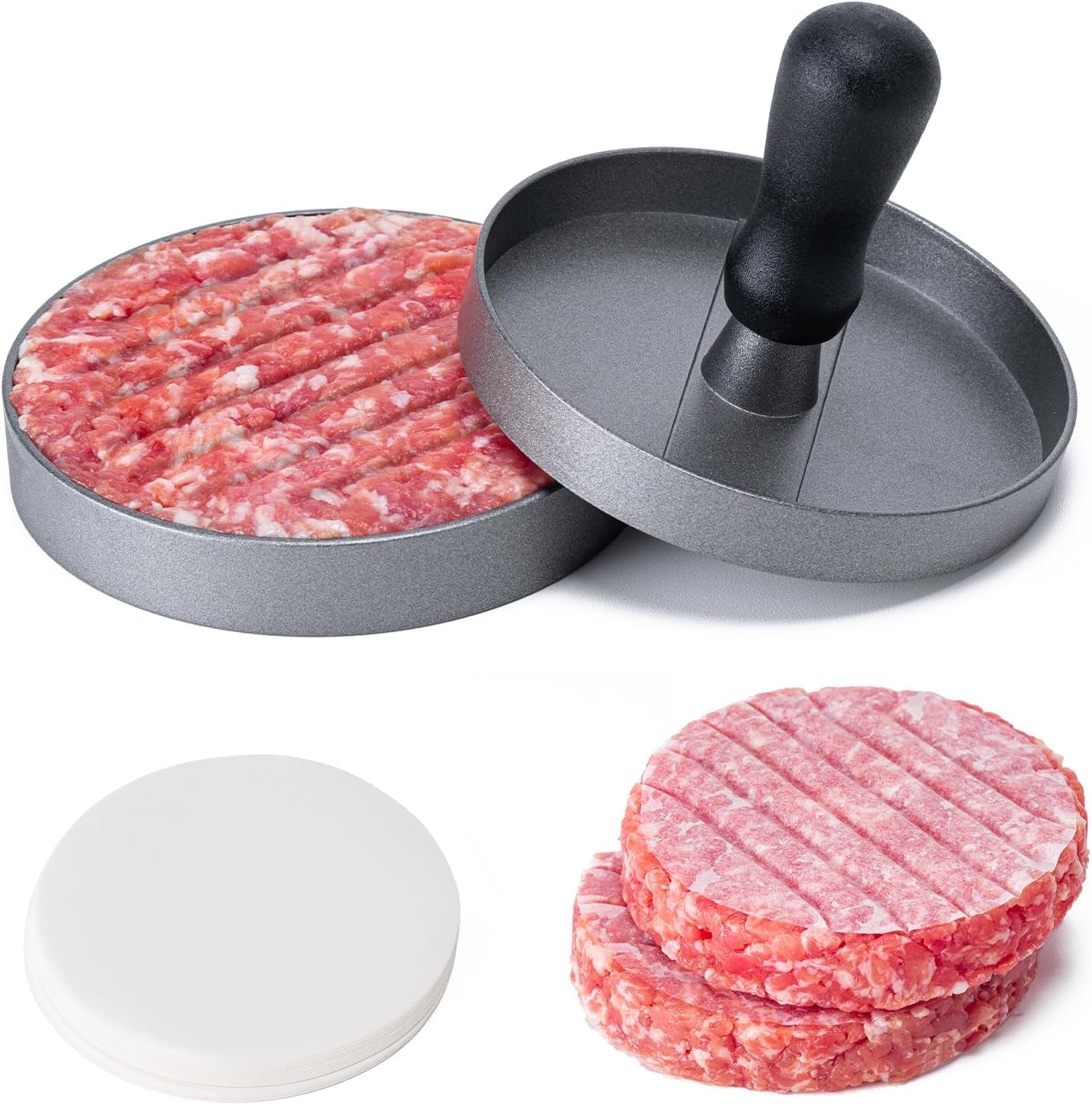burger-press-100-patty-papers-set-4-6-inch-round-smasher-grill-press-non-stick-hamburger-patty-maker-with-wax-paper-aluminum-burger-maker-for-kitchen-bbq-meat-beef-cheese-veggie-burger-maker