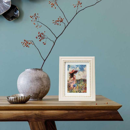 5X7 Picture Frame in Beige with Classic Gold Beaded Border, Solid Wood with Real Glass, Display 5X7 Photos Matted to 4X6, Vertical and Horizontal Desk Tabletop or Wall Hanging9