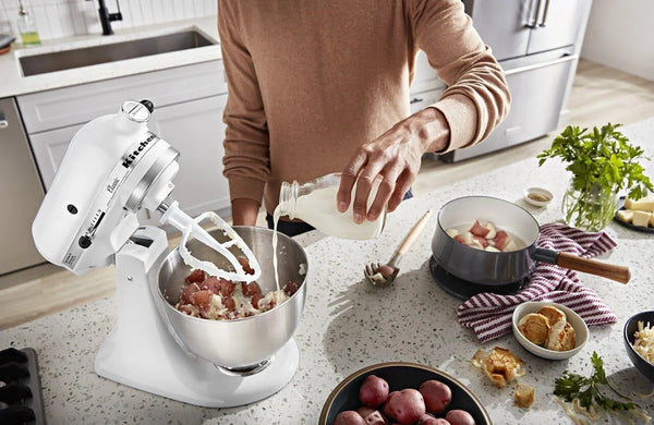 Kitchenaid Classic Series 4.5 Quart Tilt-Head Stand Mixer K45SS, White | 10 Speeds, Durable Metal Construction, 59 Touchpoints for Thorough Mixing, Compatible with Kitchenaid Attachments5