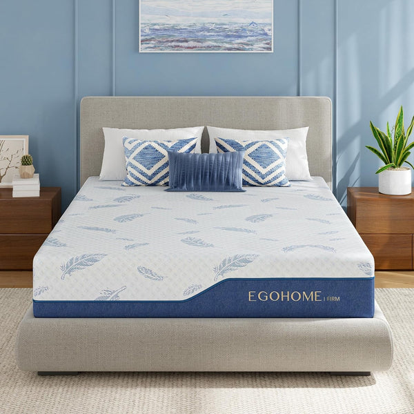 EGOHOME Queen 12 Inch Gel Cooling Memory Foam Mattress Fiberglass Free Firm1