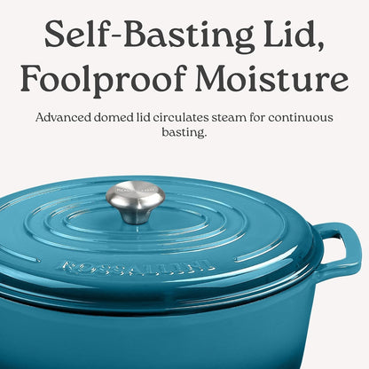 Signature Enameled Cast Iron Oval Dutch Oven | Non-Stick Serving Pot with Tight Fitting Lid for Perfect Roasting, Baking, Sauteing, and Bread Making | 5Q [Sage]4