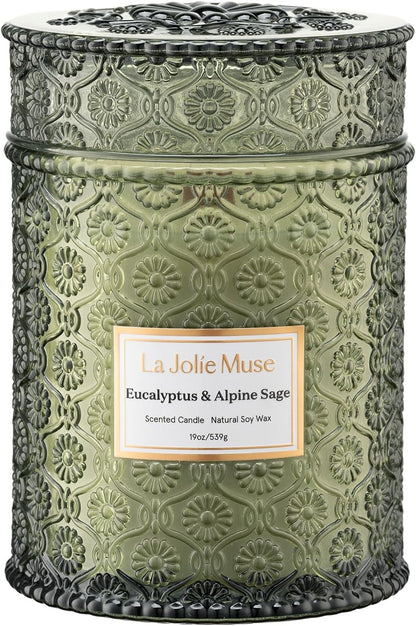 Eucalyptus Sage Fresh Scented Candles for Home, 19 Oz Soy Wax1