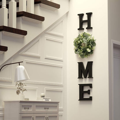 Wooden Home Letters with Wreath Artificial Eucalyptus Modern Decorative Hanging Farmhouse Sign for Living Room & Kitchen - Housewarming & Couple Gifts - Christmas Decoration4