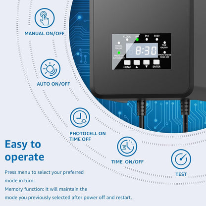 200W Low Voltage Landscape Transformer with Timer & Photocell Sensor2