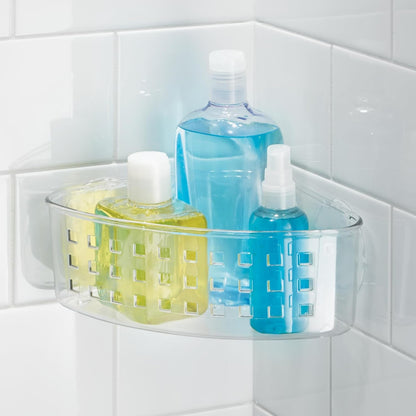 Plastic Suction Cup Corner Shower Basket, Clear3