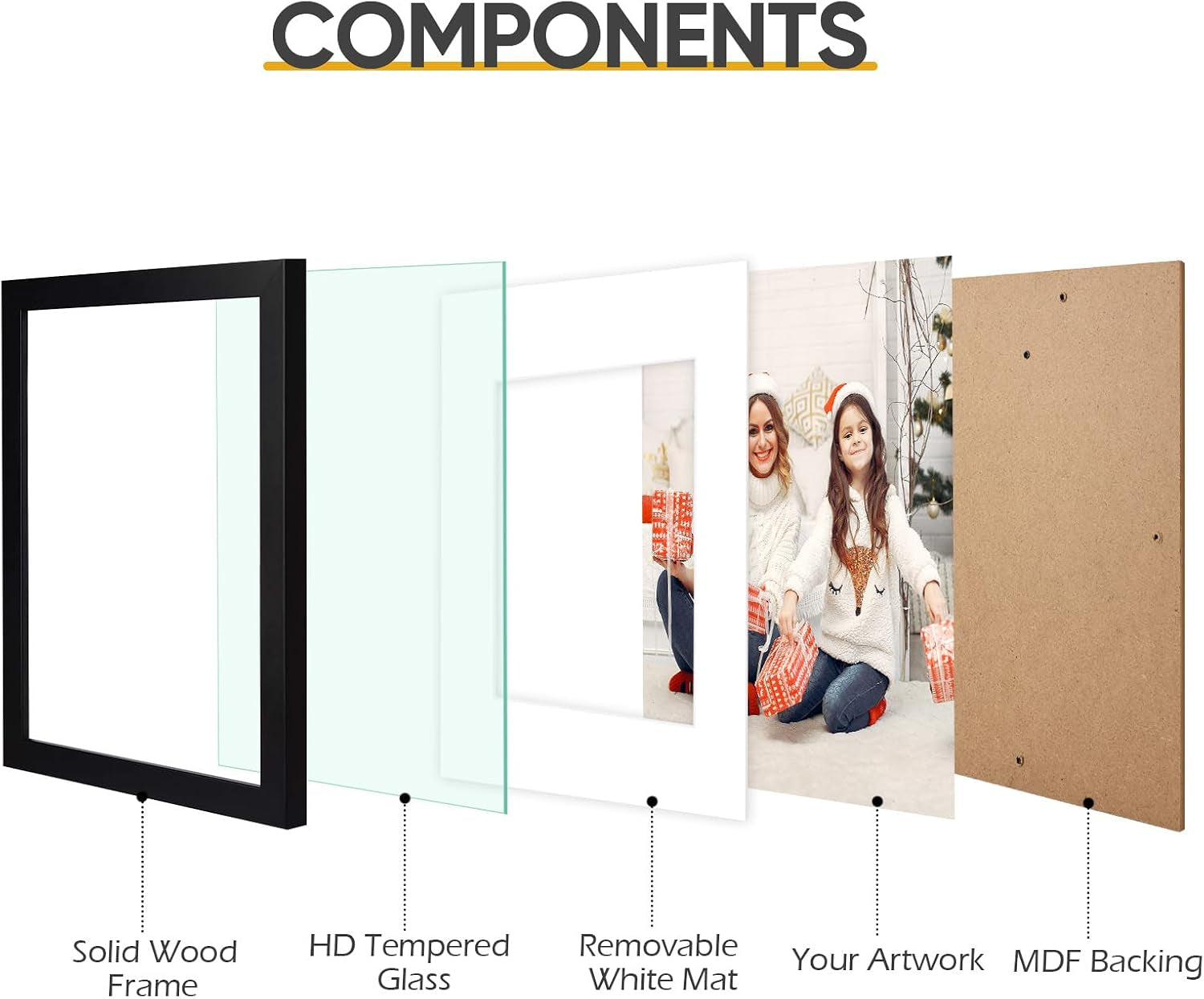 11x14-black-picture-frame-solid-wood-real-glass-mat-8x10