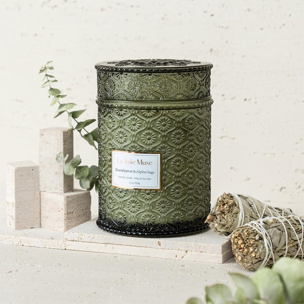 Eucalyptus Sage Fresh Scented Candles for Home, 19 Oz Soy Wax3