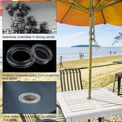 2 Pack Patio Table Umbrella Hole Ring and Cap Set for Standard Table Hole | Fits 2" Glass or Acrylic Table Holes, Silicone Material, Reduces Sway, Scratches and Rattling5
