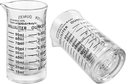 Ackers 3Oz/90Ml Glass Measuring Cup – Shot Glass with Double Scale-Ounce,Ml Markings for Kitchen & Bar(Black Line)5