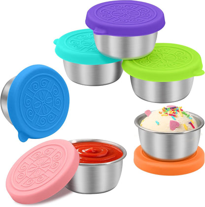 6X1.6 Oz Salad Dressing Container to Go, Leakproof Reusable Stainless Steel Small Container with Lid,Sauce Containers for Lunch Box,Picnics,Travel,Office and Meal Prep1