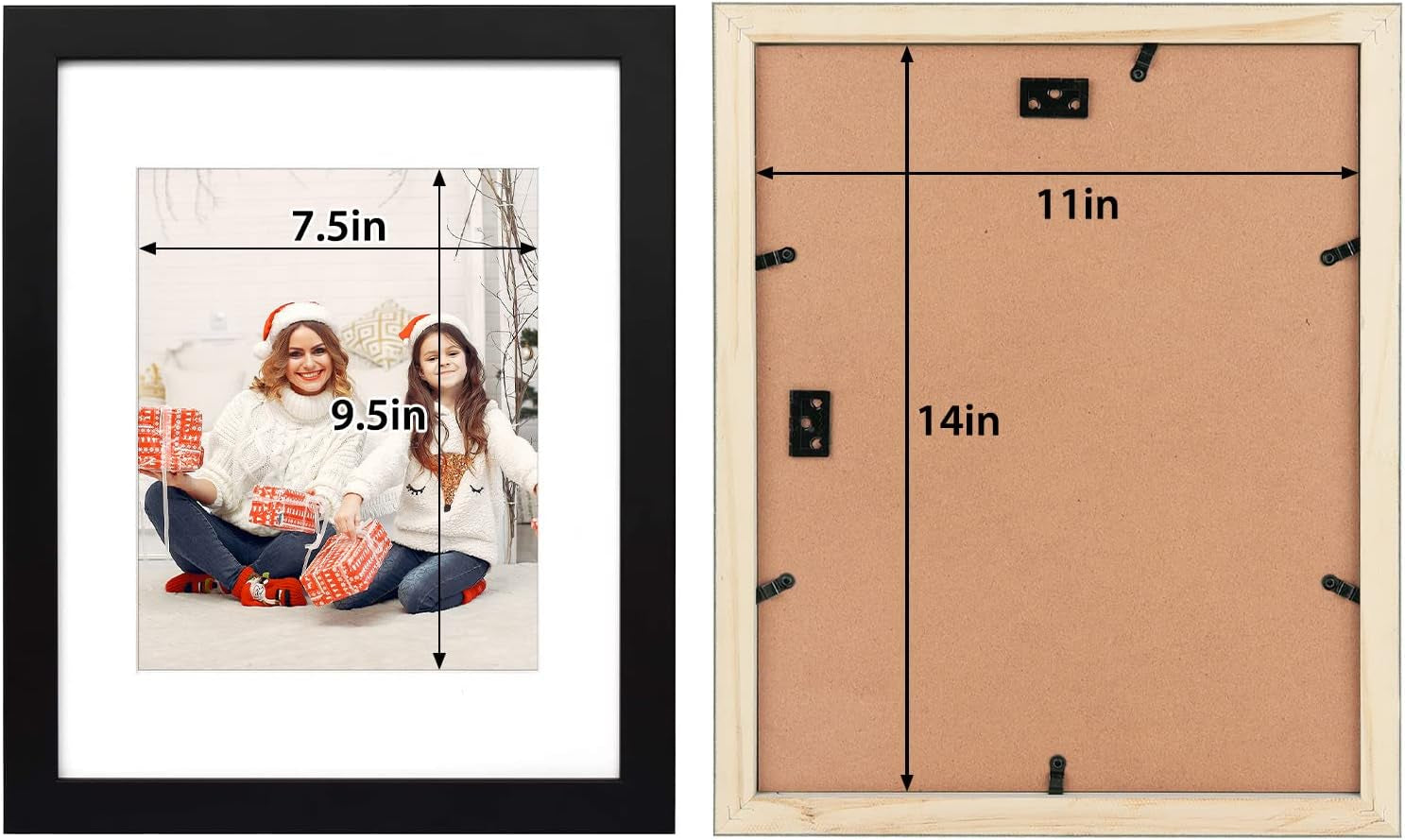 11x14-black-picture-frame-solid-wood-real-glass-mat-8x10