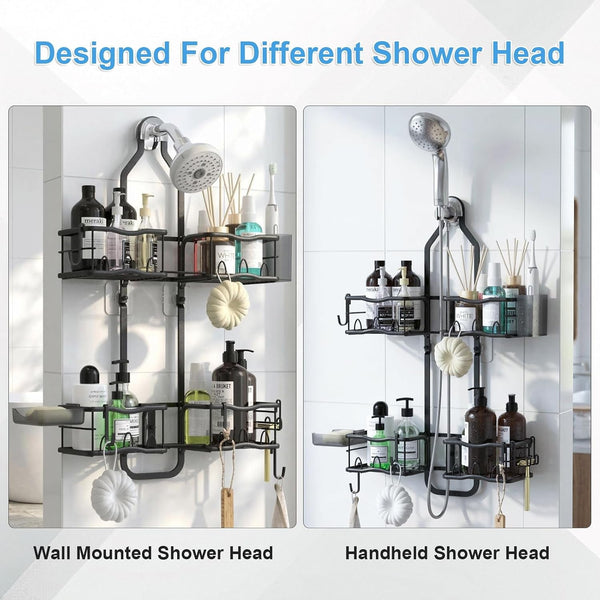 Shower Caddy Hanging Organizer over Showerhead, Rustproof Black3