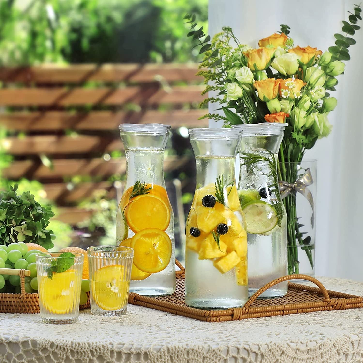 set-of-4-glass-carafe-with-lid-1-liter-beverage-serveware-carafe-clear-glass-pitcher-for-mimosa-bar-brunch-cold-water-juice-milk-iced-tea-lemonade