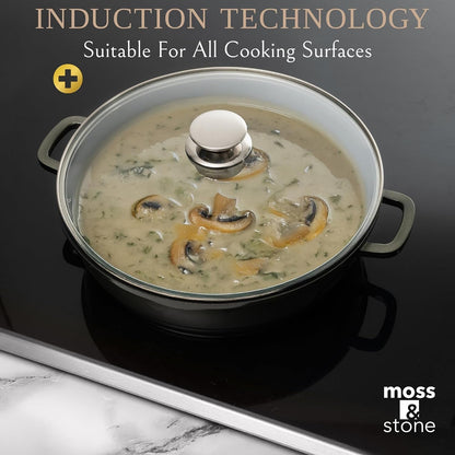 12 Inch Nonstick Large Skillet with Lid, 5 Quart Deep Saute Pan, Dishwasher & Oven Safe, Double Handled Frying Pan with Lid, PFOA Free Induction Compatible Cookware2
