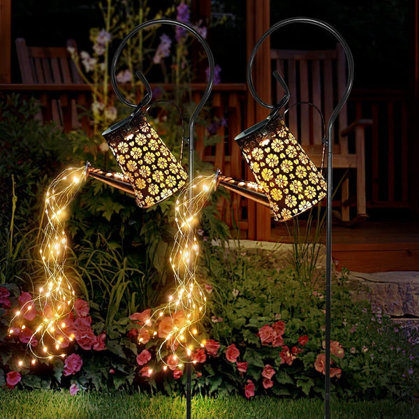 2 Pack Solar Watering Can with Lights,Solar Outdoor Garden Decor Waterproof Hanging Lantern Landscape Lights outside Decorations for Yard Lawn Patio Gardening Gifts.1
