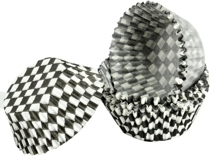 Black Checkered Cupcake Liners,100Pcs Baking Cups for Party Decorations | Heat-Resistant Paper Liners Keep Shape.Checkered Design Suits Birthday Race Car Parties.Stylish for All Ages Baking8