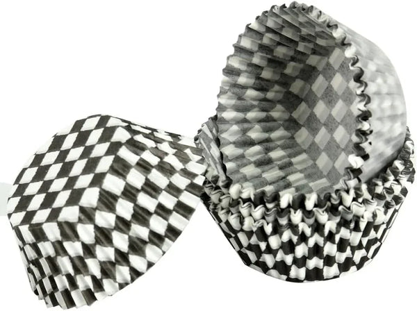 Black Checkered Cupcake Liners,100Pcs Baking Cups for Party Decorations | Heat-Resistant Paper Liners Keep Shape.Checkered Design Suits Birthday Race Car Parties.Stylish for All Ages Baking8