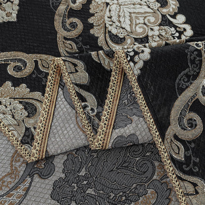 Black Rectangle Tablecloth Jacquard Fabric 60 X 104 Inches5