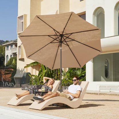 9FT Outdoor Patio Umbrella, Market Umbrella, Beige | Outdoor Table Umbrellas with 8 Sturdy, Tilt & Crank UV Protection Waterproof for Garden, Deck, Backyard, Pool4
