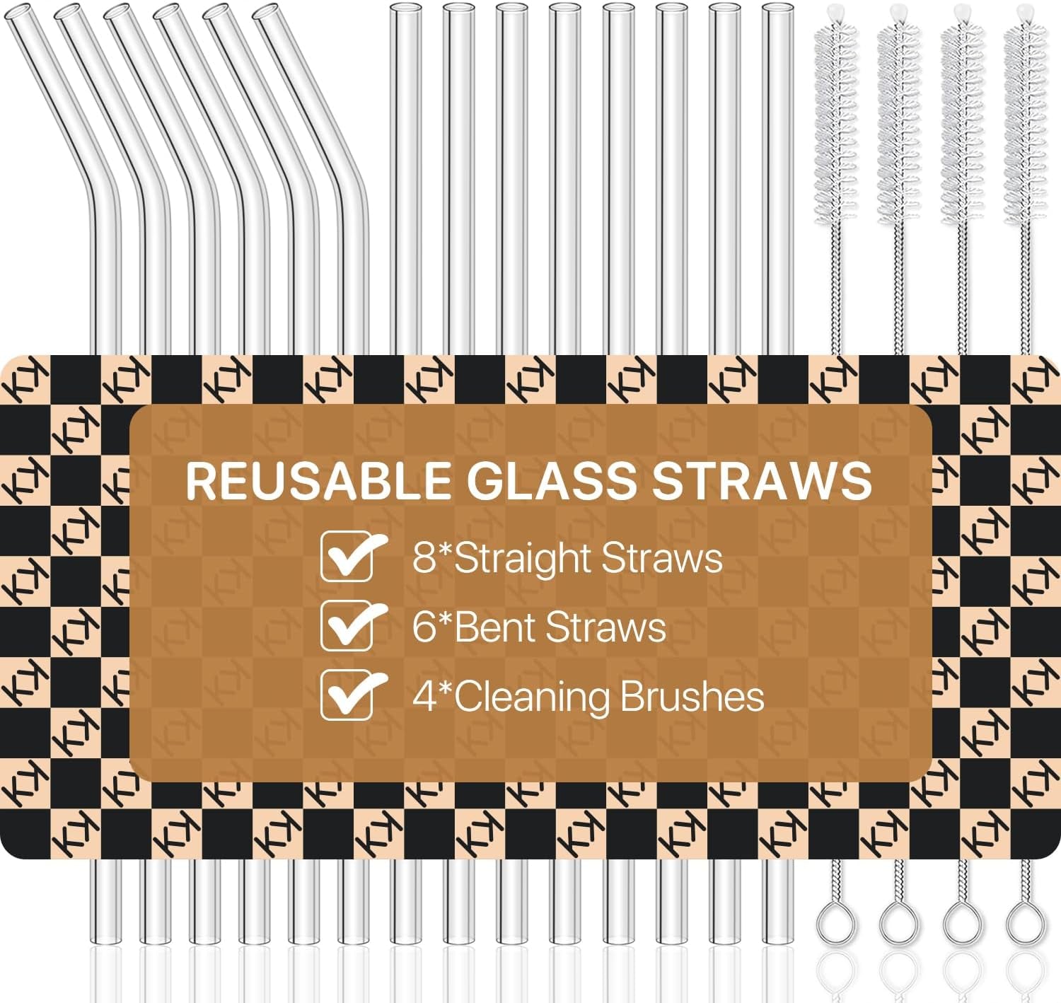glass-straws-18-pack-reusable-clear-glass-drinking-straws-set-8-straight-and-6-bent-straws-4-straw-cleaner-brush-ideal-for-smoothies-milkshakes-juice-iced-coffee-and-tea-8-5-x-10mm
