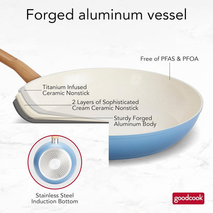 12-Piece Healthy Ceramic Titanium-Infused Cookware Set, Light Blue – Pots, Pans, Steamer, Spoon & Turner – Induction Cookware, Kitchen Pots & Pans Set, Nonstick Cooking Pan Set4