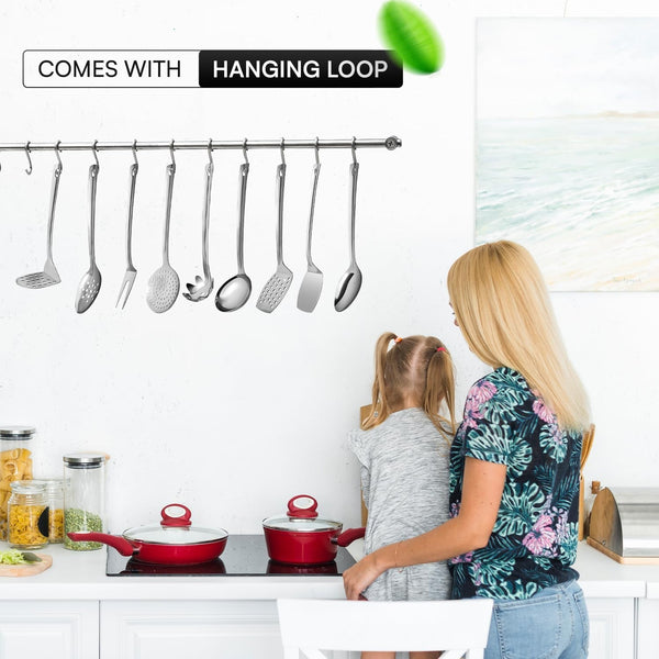 Stainless Steel Cooking Utensils Set 9 Piece, Metal Kitchen Utensil Set 13"5