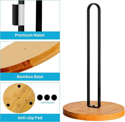Wooden Paper Towel Holder Countertop, Kitchen-Towel-Holder Freestanding with Non-Slip Base for Bathroom5