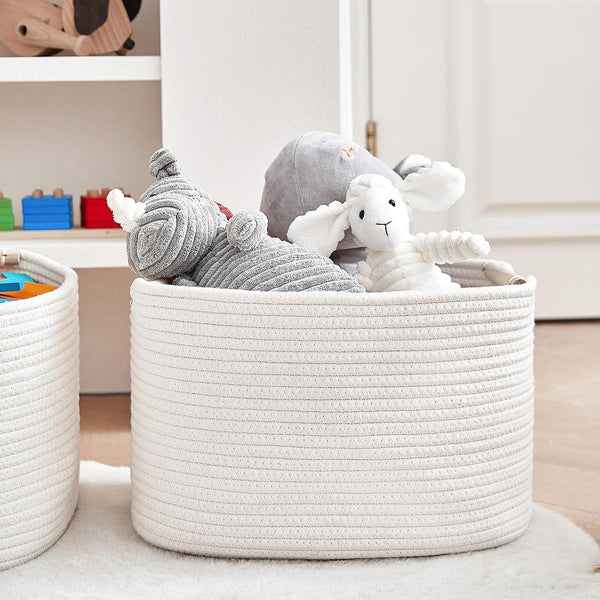 3 Pack Storage Basket for Cabinet and Toy Organization - 13"X9.8"X8.7" Baskets for Storage - Baby Toy Bin - Toy Storage Organizer - Ideal for Empty Gift Baskets to Fill-White4