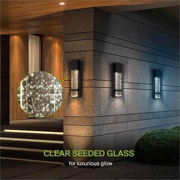 LED 13" Bubble Glass Wall Light Fixture, Outdoor & Indoor Seeded Sconce | 3CCT, Waterproof, Dimmable, ETL Listed | 12W 500LM 3000-5000K 120V | Exterior Lantern, Porch Lighting | Black5