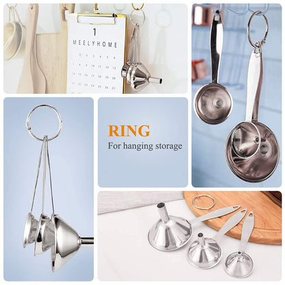 Small Funnels for Filling Bottles Stainless Steel Kitchen Funnels (Long) | 3 Pcs Food-Grade Metal Kitchen Funnels Set for Transferring Essential Oils Liquid Fluid Spice Dry Ingredients Powder,Durable4