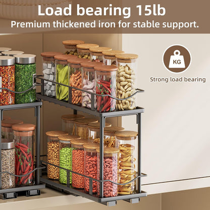 Pull Out Spice Rack 2 Pack,Slide Out Cabinet Spice Rack,Black5