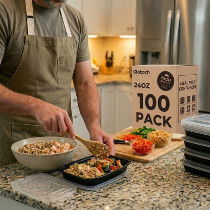 Meal Prep Containers 24Oz-100 Pack (200-Piece) Reusable Food Storage Containers with Lids Microwave, Freezer, Dishwasher Safe - Leakproof & BPA Free Durable Plastic Bento Box for to Go Take Out8