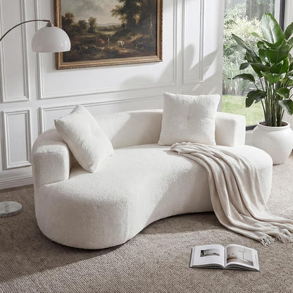 Modern Curved Boneless Sofa, 80" Comfy Cloud Couch for Living Room, Luxury Plush Boucle Sofa Couches for Apartment & Reception Spaces, Cream White3