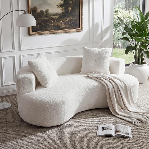 Modern Curved Boneless Sofa, 80" Comfy Cloud Couch for Living Room, Luxury Plush Boucle Sofa Couches for Apartment & Reception Spaces, Cream White3
