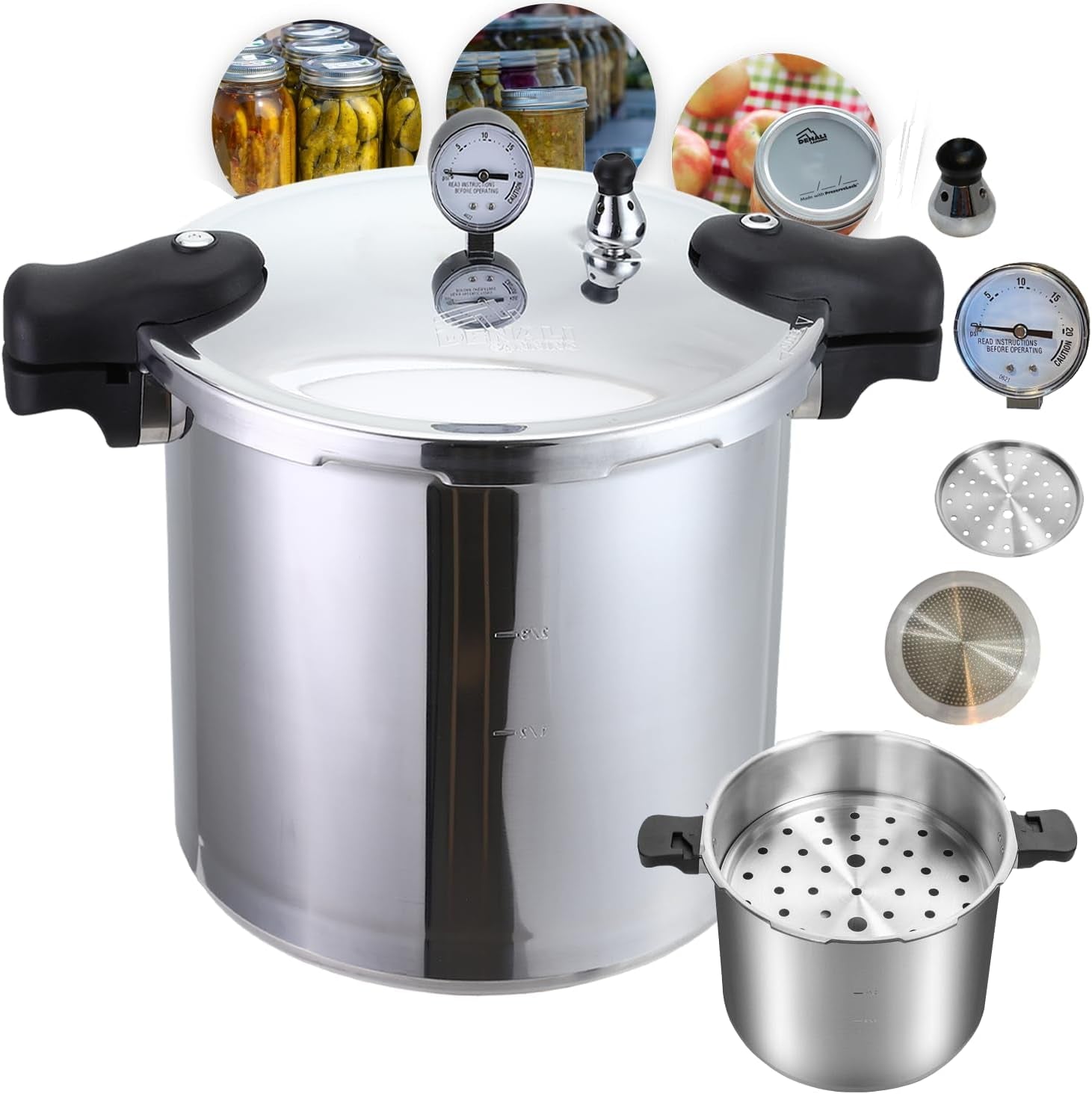the-tanker-by-23-quart-beginner-friendly-pressure-canner-cooker-induction-compatible-pressure-gauge-15lb-10lb-weights-aluminum-stainless-steel-parts-usa-company