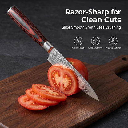 3-Piece Kitchen Knife Set, High Carbon Stainless Steel Sharp Knives with Sheaths - 8" Chef, 7.5" Kiritsuke, 5" Utility Knives for Home Cooks, Cooking, Meat & Vegetables6