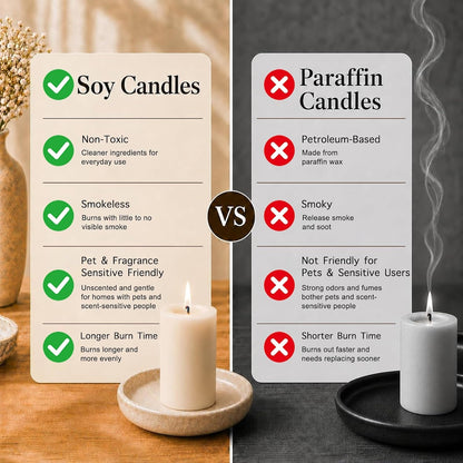 White Unscented Soy Pillar Candles, Non-Toxic 2X3 Inch Candle,27 H,6 Pack3