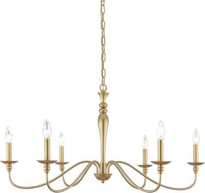 Farmhouse Chandelier 6-Light Gold Industrial Classic Candle Ceiling Rustic Pendant Lights Fixture for Dining Living Room Bedroom Kitchen Island Hanging Lighting10