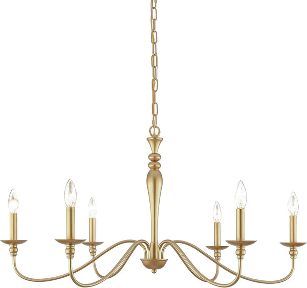 Farmhouse Chandelier 6-Light Gold Industrial Classic Candle Ceiling Rustic Pendant Lights Fixture for Dining Living Room Bedroom Kitchen Island Hanging Lighting10