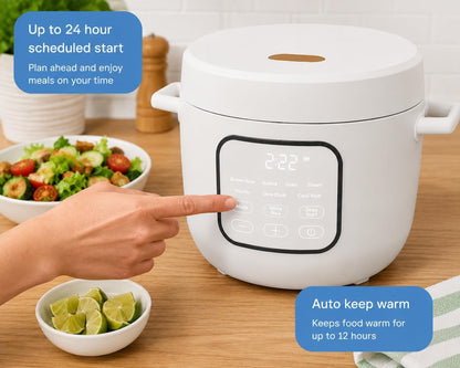 B- 14-Cup Cooked Electric Rice & Grain Cooker, 6-Cup Uncooked Capacity, Ceramic Nonstick Coating, Multi-Grain Cooking, Automatic Keep Warm (White Icing)3